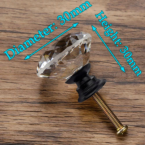 KAK 30mm Diamond Shape Design Crystal Glass Knobs Cupboard Pulls Drawer Knobs Kitchen Cabinet Handles Furniture Handle Hardware