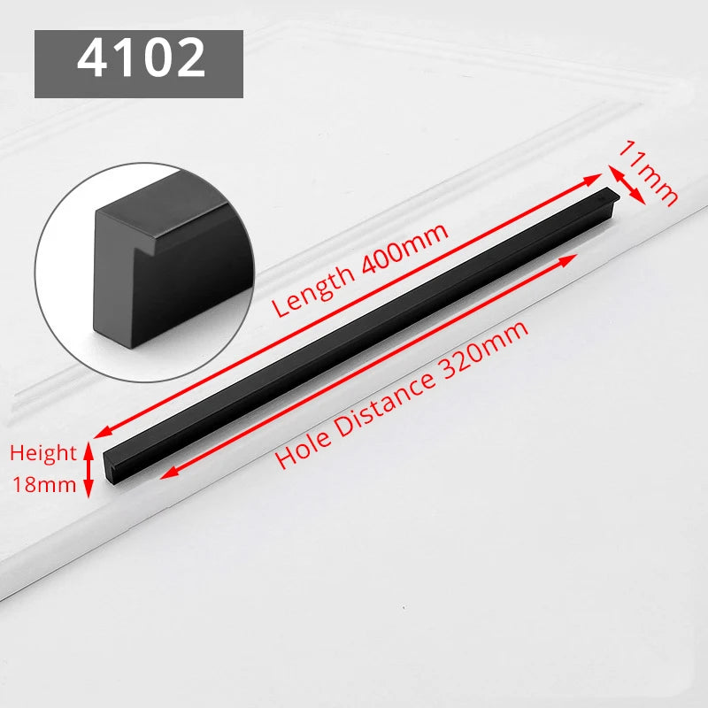 KAK Fashion Black Hidden Cabinet Handles Aluminum Alloy Kitchen Handles Cupboard Pulls Drawer Knobs Furniture Room Door Hardware