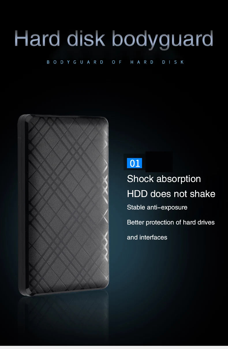 T43 Case Hd Externo USB 3 0 For 2.5 Inch SATA2 3 Hard Drive Box Mobile HDD Case With Cable Support 6TB High Speed HDD Enclosure