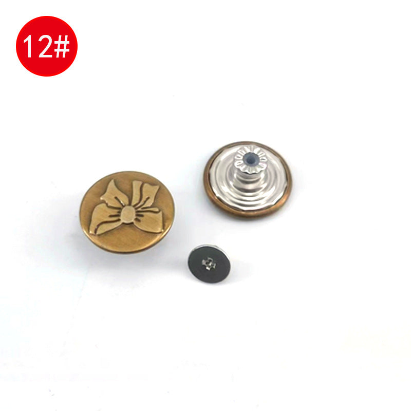 Wholesale In-Stock Waist-Cinching Button-Free Detachable Jeans Buttons, Eco-Friendly Buttons, Screw Metal I-Shaped Buckles