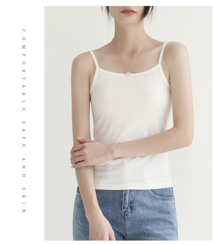 Factory Direct Sales Spring and Summer Versatile Camisole Women's Simple Solid Color Slim Elastic Bottoming Shirt Wholesale Dropshipping