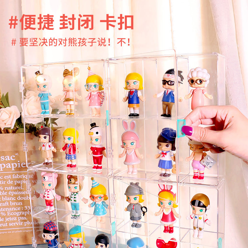 in stock Transparent Dustproof Handmade Blind Box Storage Display Stand Bubble Mate Display Cabinet Doll Lego Storage Box