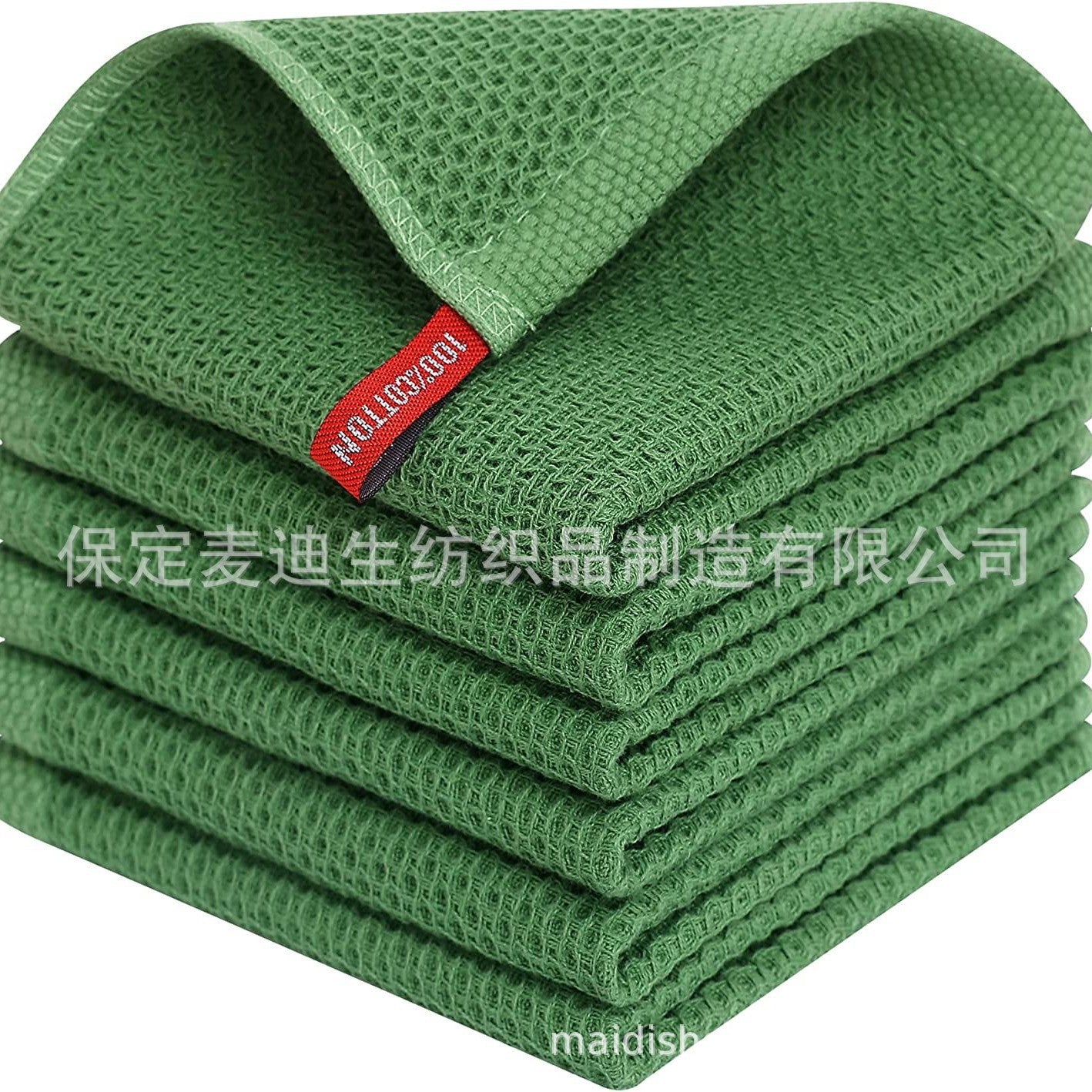 Cross-border Amazon pure cotton honeycomb kitchen dishwashing square towel can be suit with hook waffle square towel generation sticker code