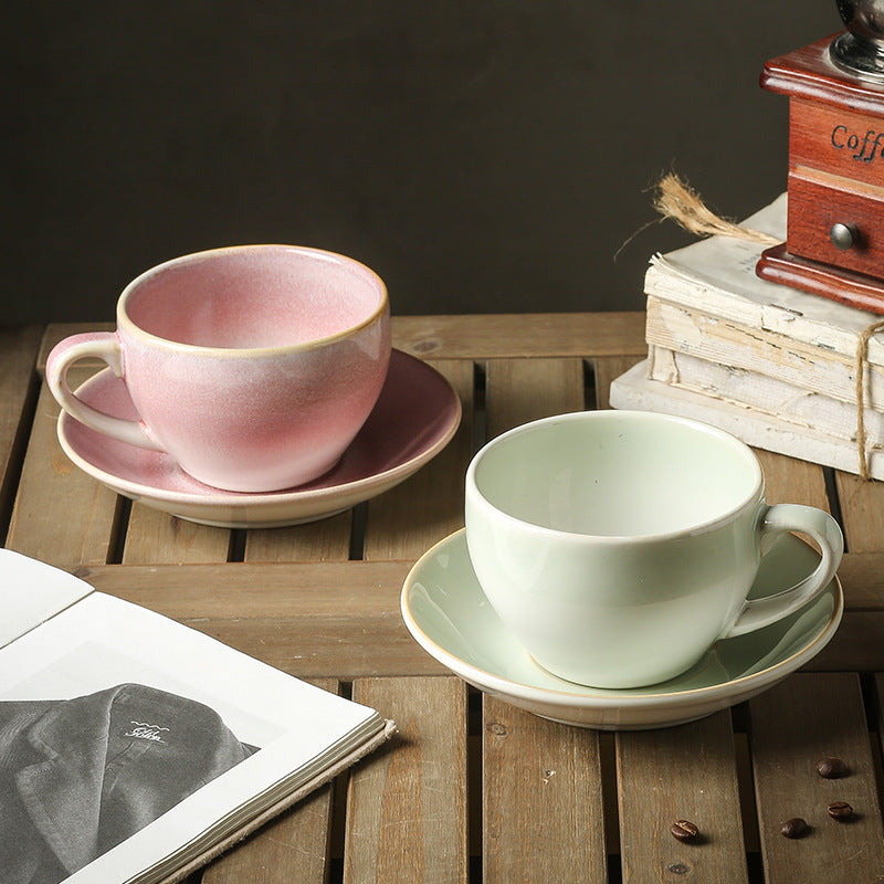 Kiln-Turned Coffee Cup Set Mug Retro Office Water Cup Japanese Breakfast Cup High-Value Ceramic Tea Cup