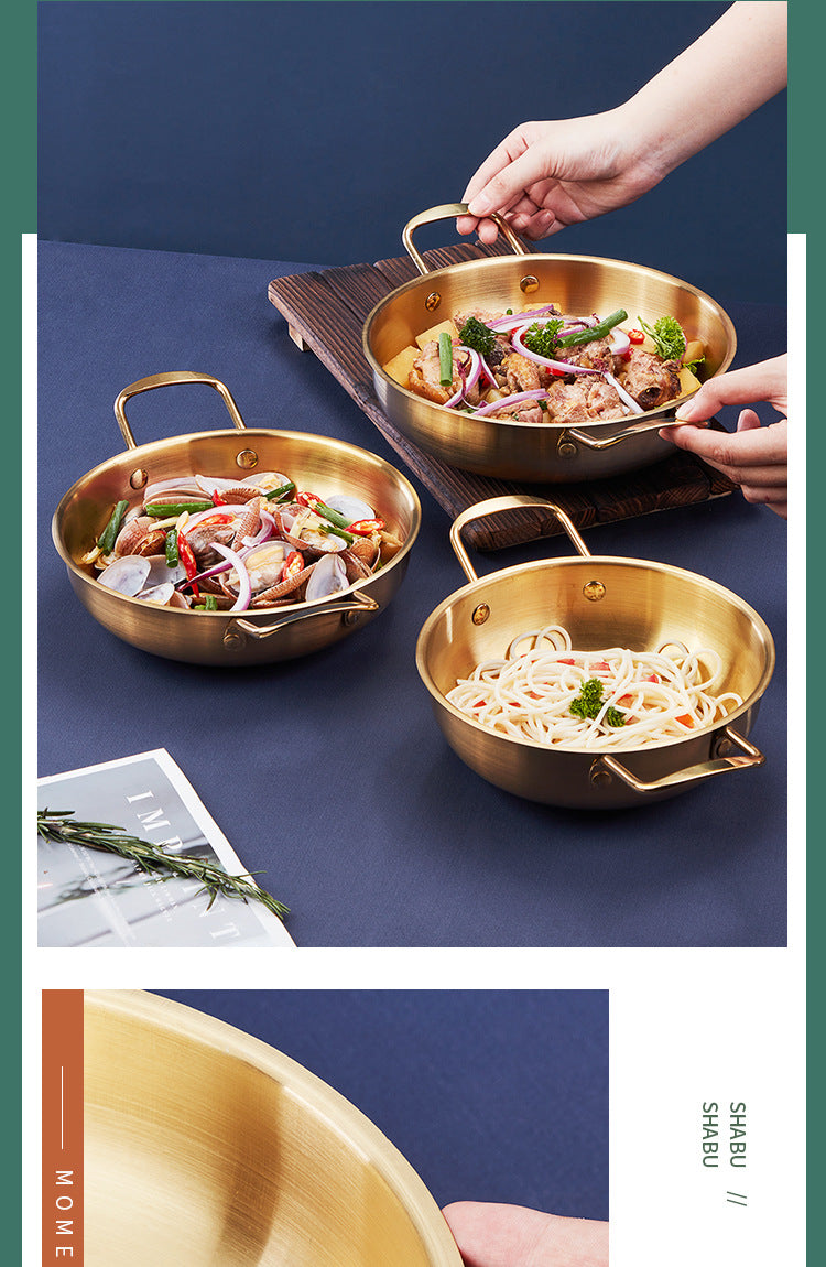 Korean-style Troops Small Hot Pot Seafood Dry Pot Net Celebrated Lamian Noodles Pot Cooking Pot Stainless Steel Noodle Pot Double Ear Soup Pot