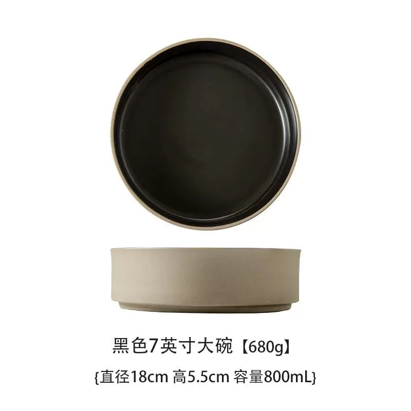 Ceramic Straight Plate Flat Bottom Deep Plate Soup Plate Japanese Seafood Plate Dish Plate Dessert Plate Nest Plate Simple Salad Bowl