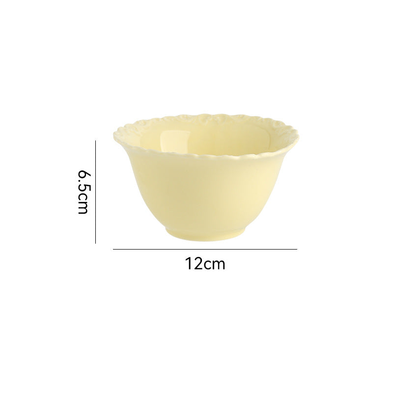 French ins style cream ceramic Western plate lace vintage dessert plate cream cake plate swing plate wholesale