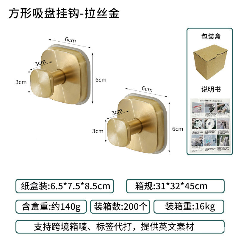 Cross-Border Stainless Steel Vacuum Suction Cup Hooks, No-Drill Bathroom Hooks, Kitchen Hooks, Towel Hooks, Clothes Hooks Wholesale