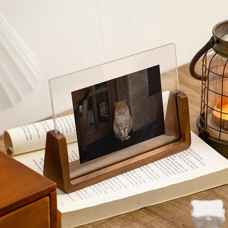 Acrylic Solid Wood Photo Frame Table Display Amazon Handmade Creative Gift Ornament Display Stand 6inch U-Shaped Photo Frame Customization