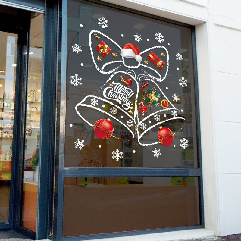 Christmas decorative window stickers glass door stickers Christmas bells creative window mall layout Christmas stickers