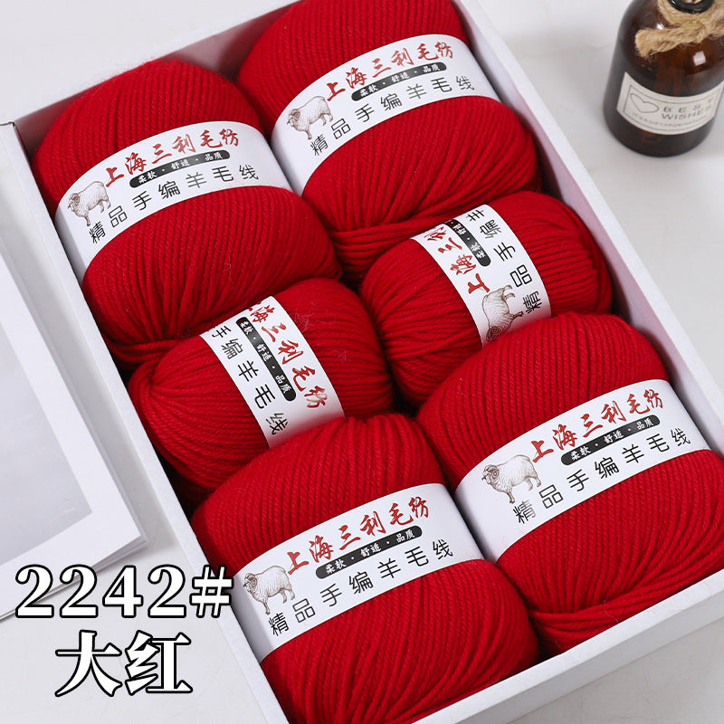 Shanghai Sanli 290 medium thick wool diy hand-knitted wool sweater cardigan scarf wool wholesale