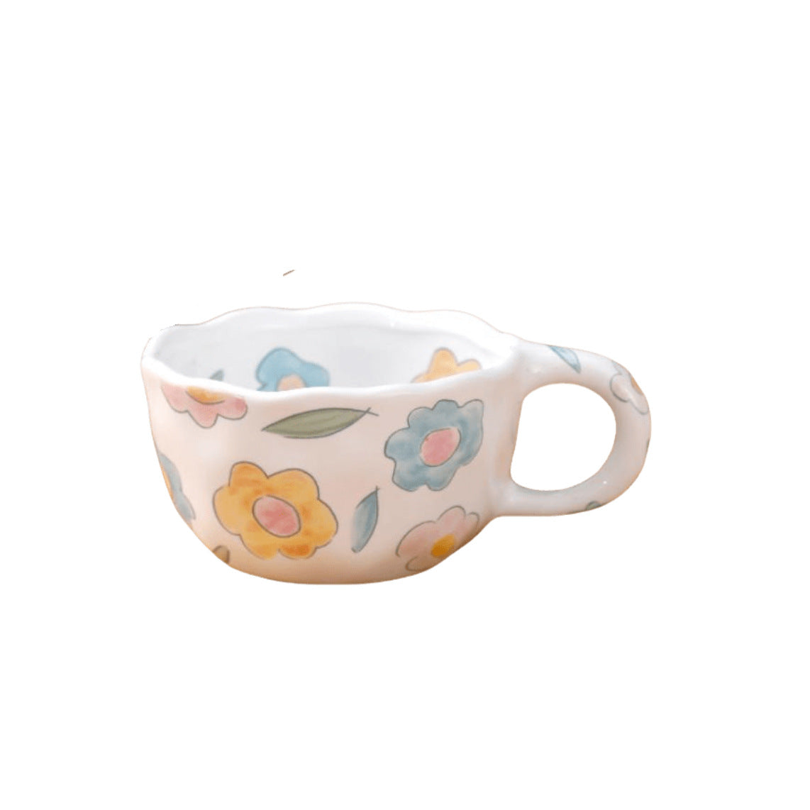 Cross-border can be labeled hair girl heart pinch strawberry fruit coffee cup afternoon tea ceramic cup cute coffee cup