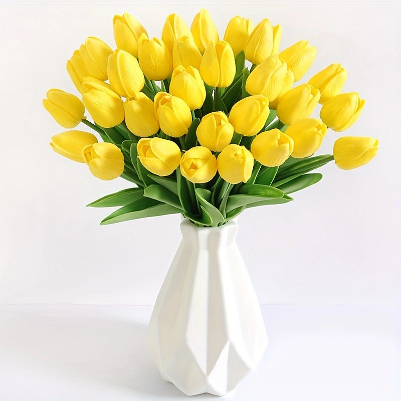 High-End Pu Tulip Artificial Flowers Cross-Border Exclusive for Home and Hotel Wedding Photography Props Feel Artificial Flowers Wholesale