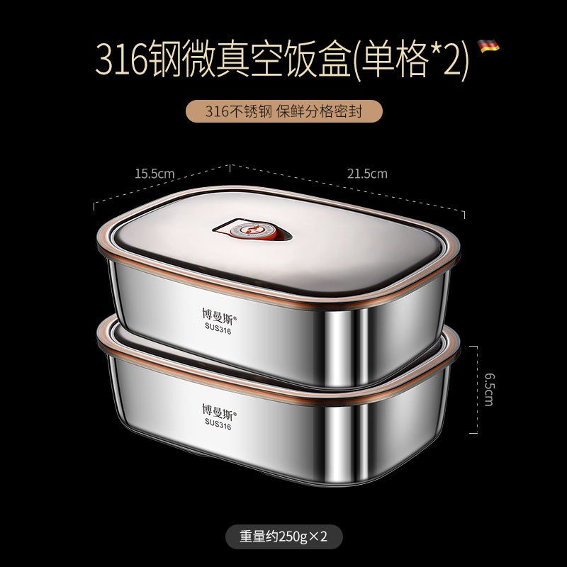 316 stainless steel micro vacuum fresh-keeping box lunch box large capacity office worker lunch box student portable lunch box suit