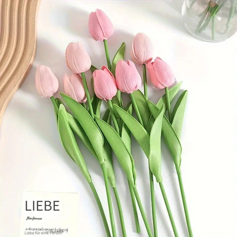 Pu Mini Tulip Artificial Flower Bouquet Cross-Border Artificial Flower Home Decoration Photo European Style Ornaments Factory Direct Sale