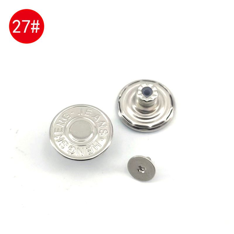 Wholesale In-Stock Waist-Cinching Button-Free Detachable Jeans Buttons, Eco-Friendly Buttons, Screw Metal I-Shaped Buckles