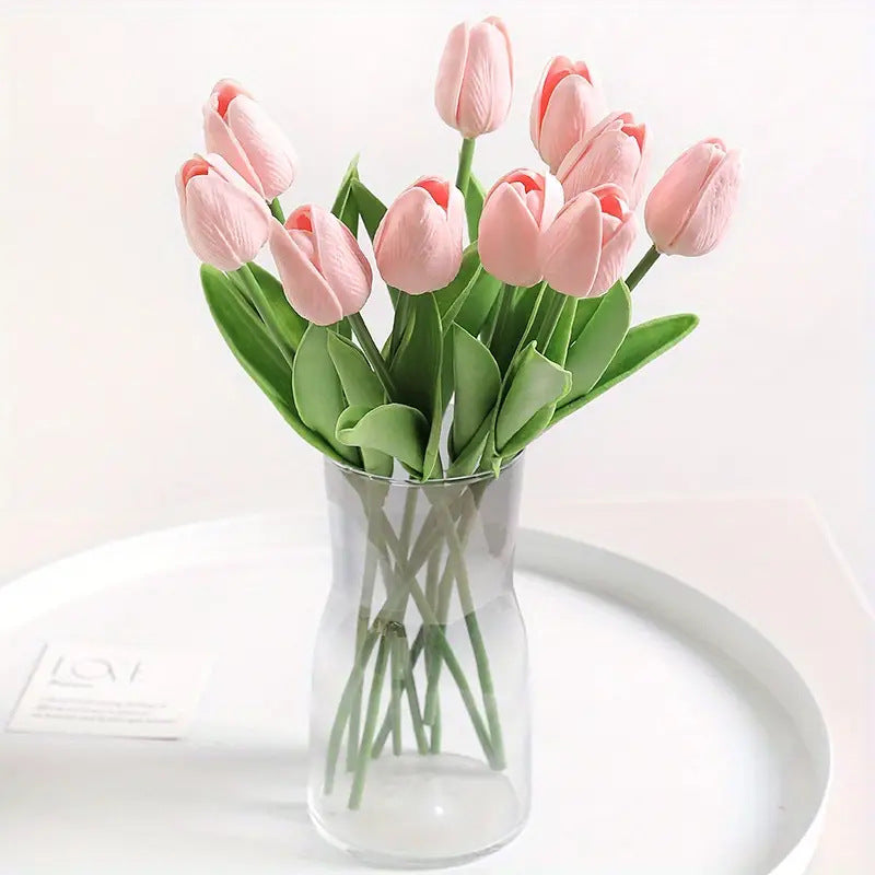 Pu Mini Tulip Artificial Flower Bouquet Cross-Border Artificial Flower Home Decoration Photo European Style Ornaments Factory Direct Sale