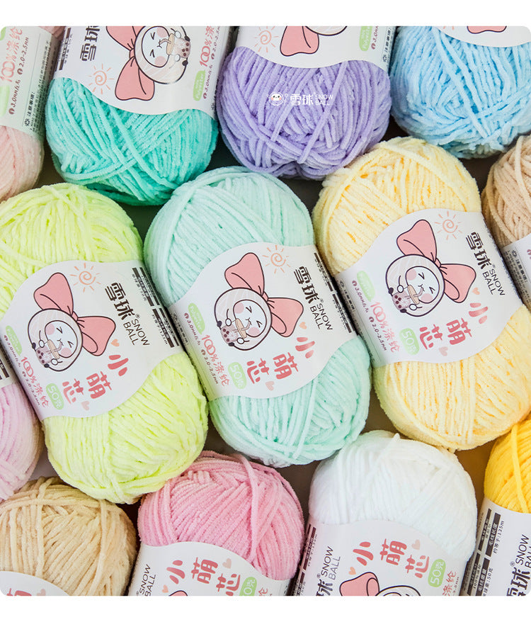 Snowball Macey Core Matte Chenille Fine Wool DIY Handmade Knitted Doll Scarf Hat Hair Accessories Crochet
