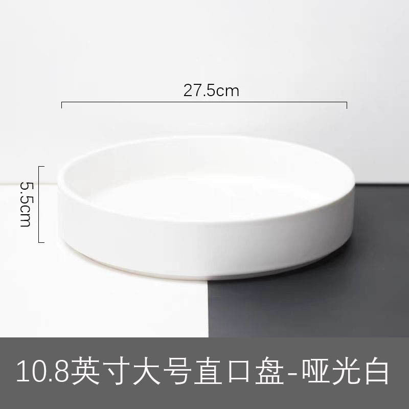 Ceramic Straight Plate Flat Bottom Deep Plate Soup Plate Japanese Seafood Plate Dish Plate Dessert Plate Nest Plate Simple Salad Bowl