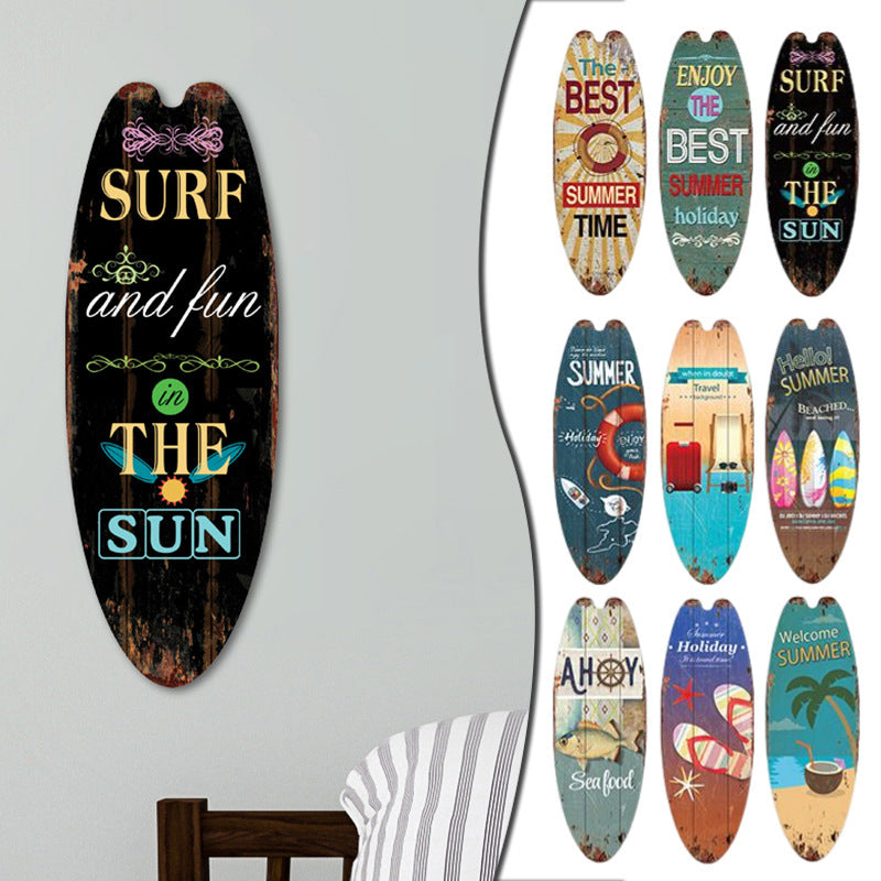 Cross-Border Surfboard Pendant Beach Leisure Wall Decoration Wooden Brand Hawaiian Party Supplies Scene Layout