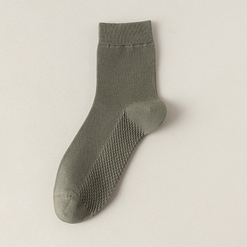 Zhuji socks men's mid-tube socks summer ultra-thin deodorant summer business spring and summer mesh stockings breathable sweat absorption