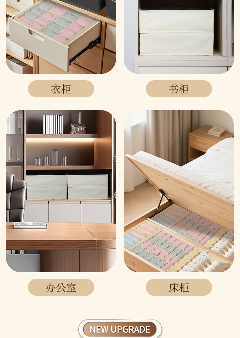 Fabric Underwear Storage Box with Compartments for Home Use, Drawer-Style Storage with Dividers for Organizing Socks