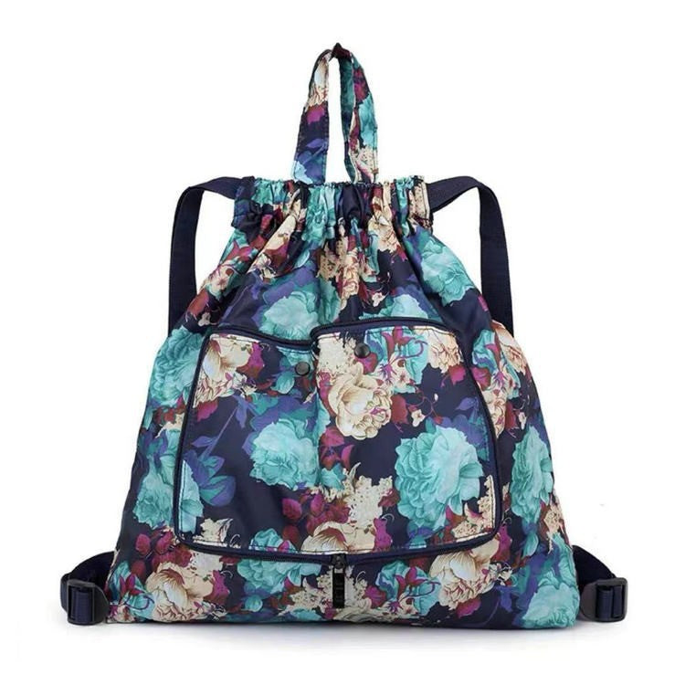 Cross-border New Travel Bag Bundle Mouth Backpack Women's Simple Drawstring Storage Bag Large Capacity Backpack Shopping Bag