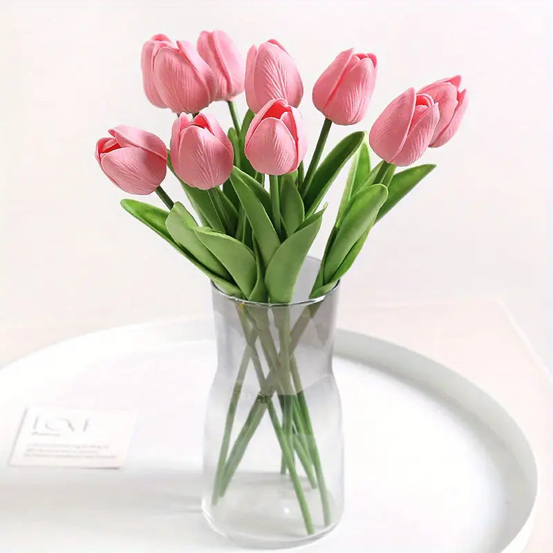 Pu Mini Tulip Artificial Flower Bouquet Cross-Border Artificial Flower Home Decoration Photo European Style Ornaments Factory Direct Sale