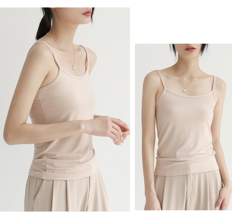 Factory Direct Sales Spring and Summer Versatile Camisole Women's Simple Solid Color Slim Elastic Bottoming Shirt Wholesale Dropshipping