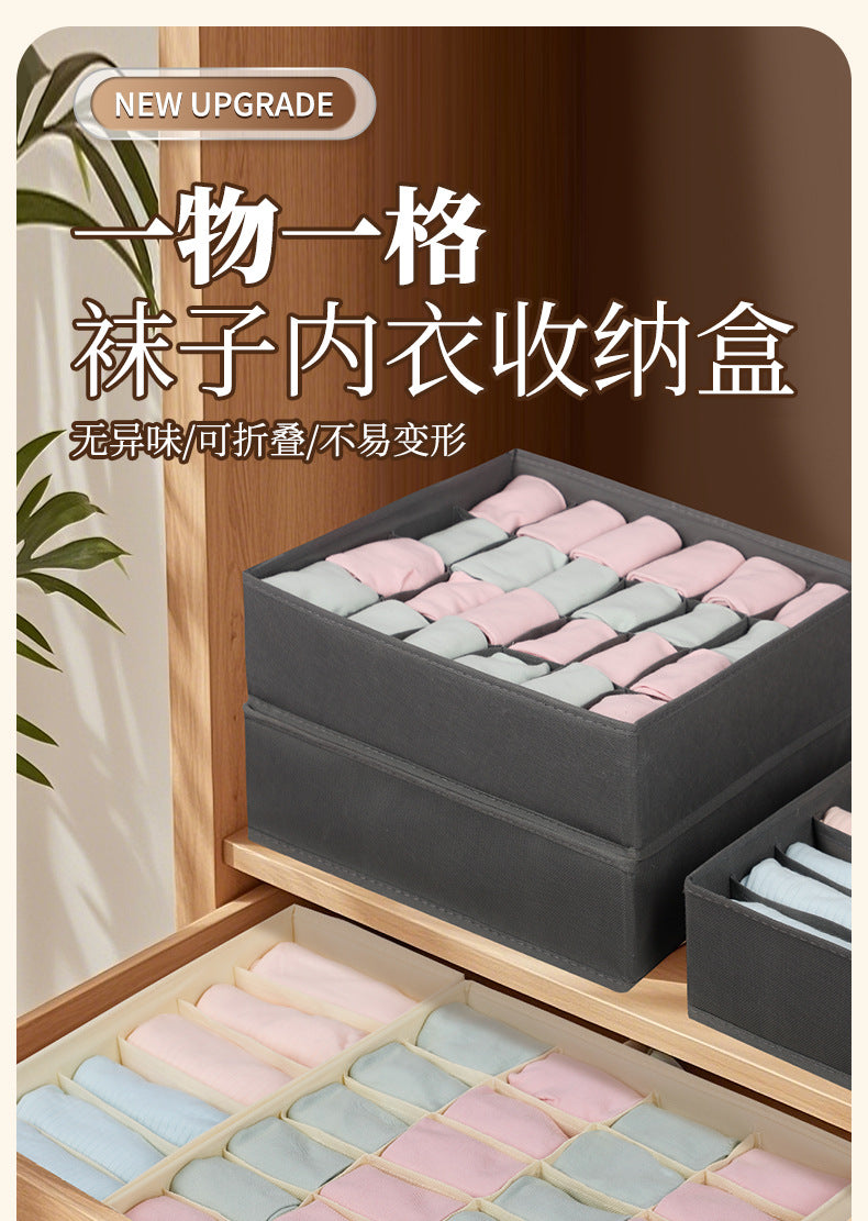 Fabric Underwear Storage Box with Compartments for Home Use, Drawer-Style Storage with Dividers for Organizing Socks
