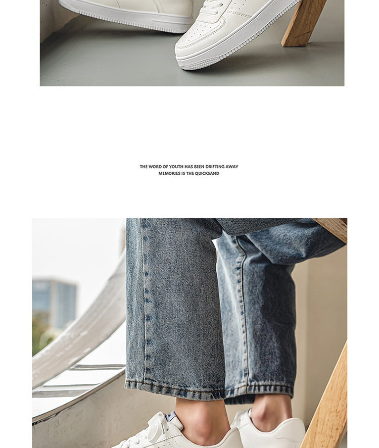 White Shoes Men's Summer Breathable Youth Casual All-match Men's Shoes 2024 New Student Pure White Sports Shoes