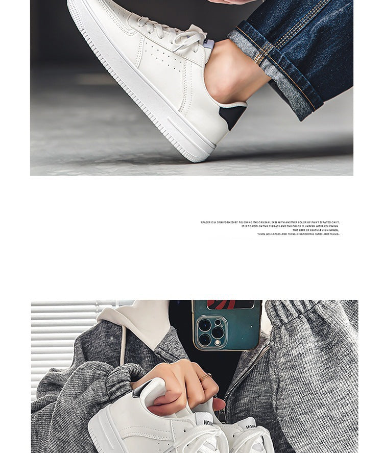 White Shoes Men's Summer Breathable Youth Casual All-match Men's Shoes 2024 New Student Pure White Sports Shoes
