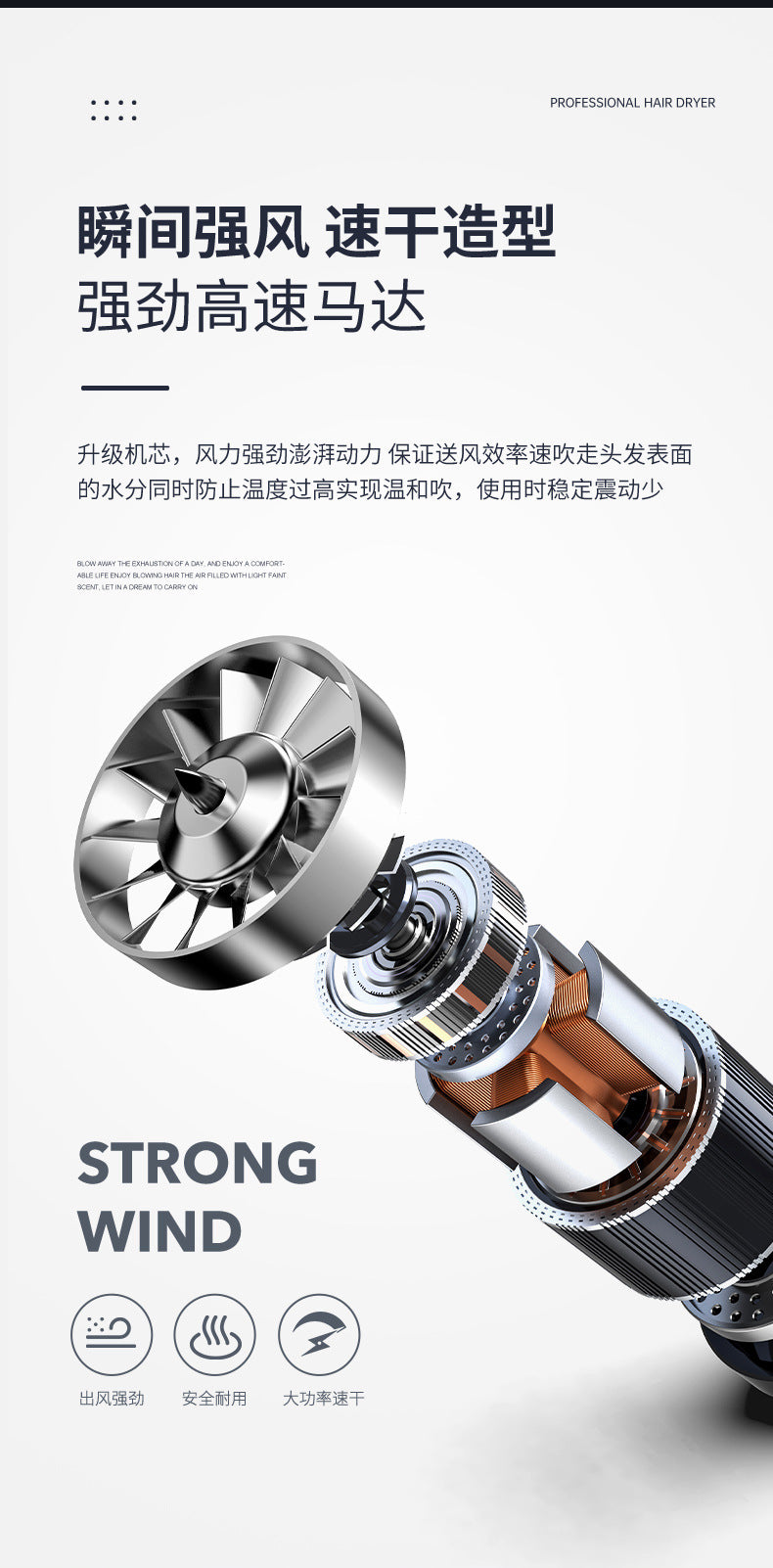 Hair Dryer Home Blue Light Negative Ion Hair Salon High Power Hair Dryer Dormitory Cold and Hot Air Hair Dryer Gift Cross Border