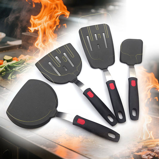 Cross-Border Silicone Cooking Utensils Non-Stick Pan Silicone Spatula Teppanyaki Cooking Spatula Pancake Tamagoyaki Spatula Leaking Spatula