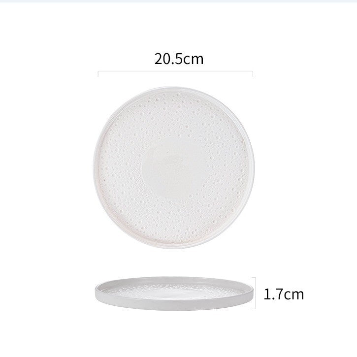 Simple Nordic Style Solid Color Ceramic Western Food Steak Plate High Color Value Mars Pit with Edge Disc Dim Dessert Plate