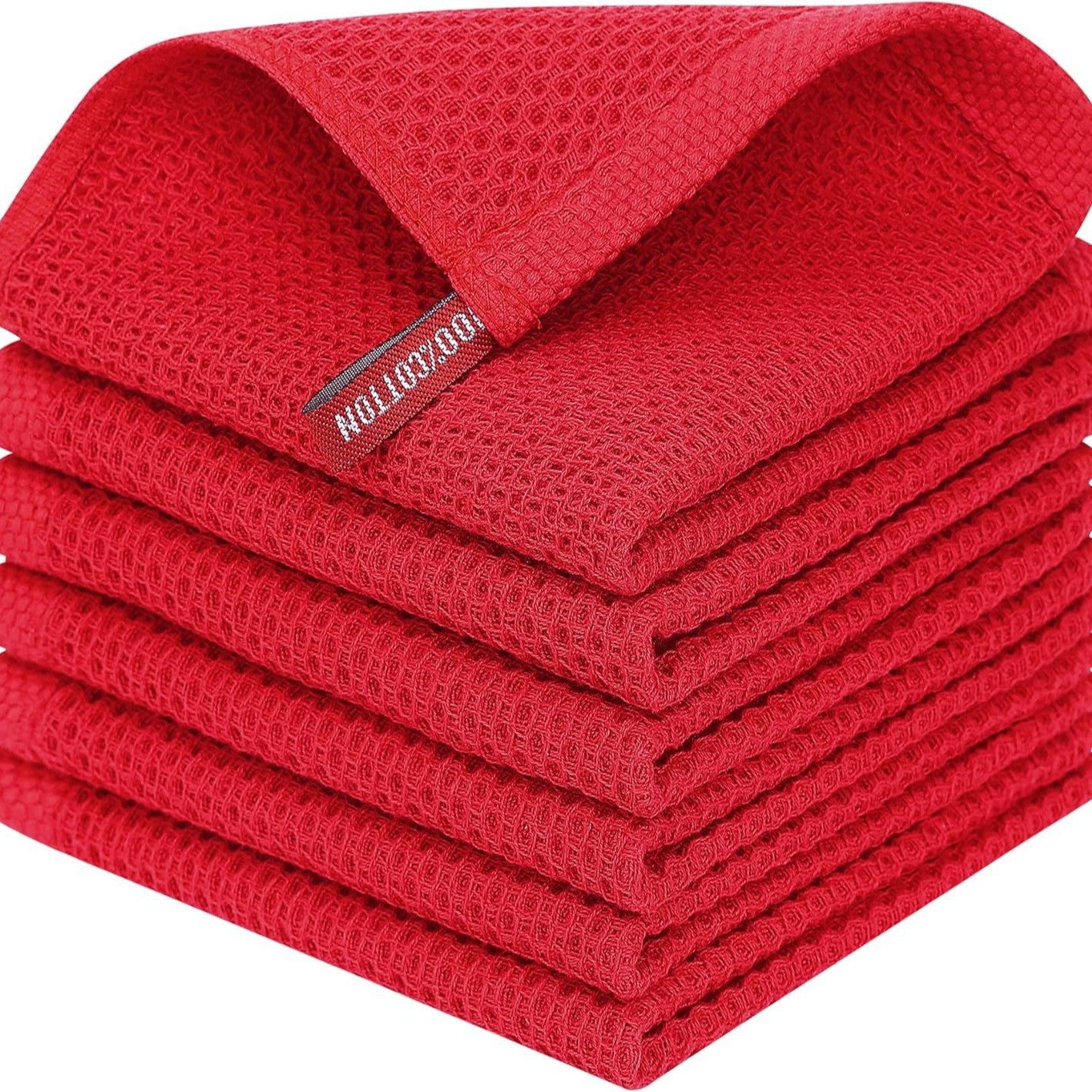Cross-border Amazon pure cotton honeycomb kitchen dishwashing square towel can be suit with hook waffle square towel generation sticker code