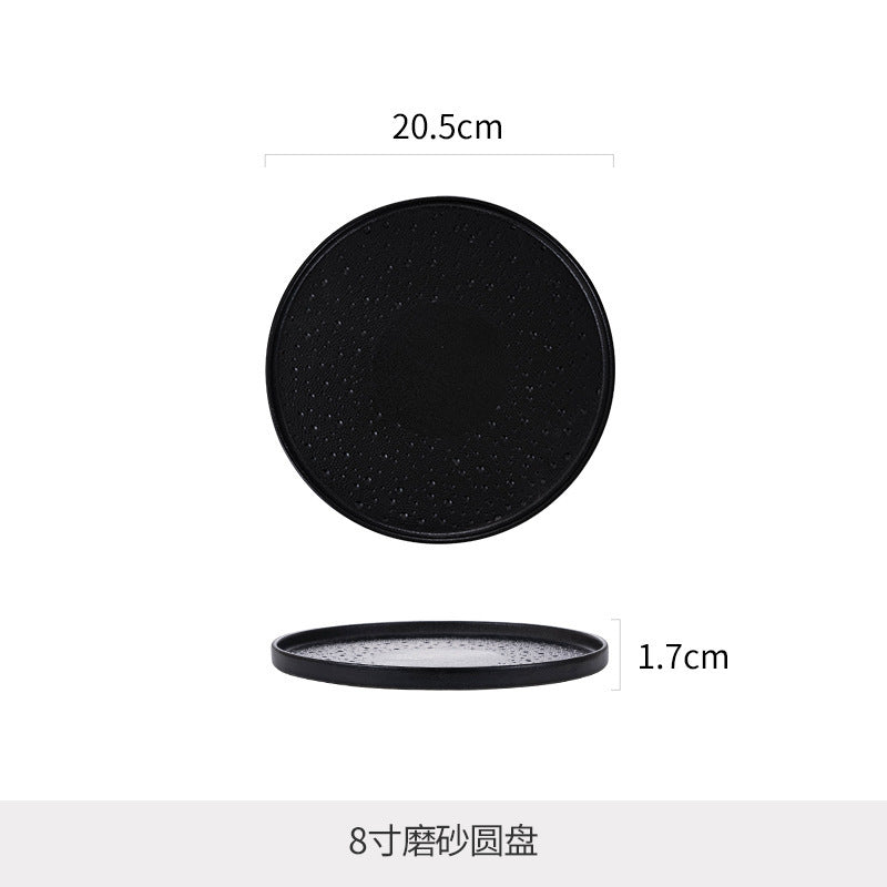 Simple Nordic Style Solid Color Ceramic Western Food Steak Plate High Color Value Mars Pit with Edge Disc Dim Dessert Plate