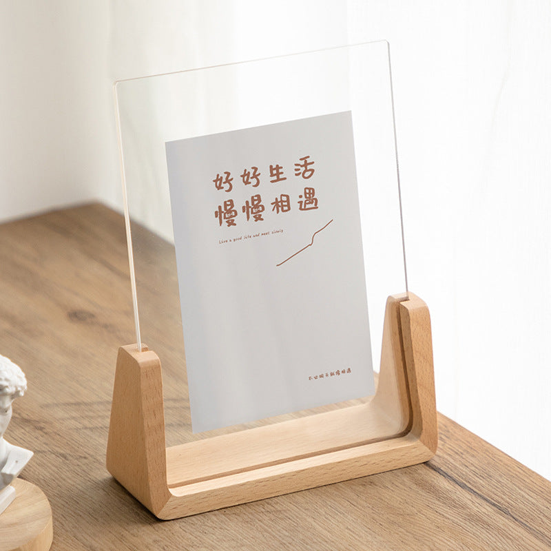 Acrylic Solid Wood Photo Frame Table Display Amazon Handmade Creative Gift Ornament Display Stand 6inch U-Shaped Photo Frame Customization