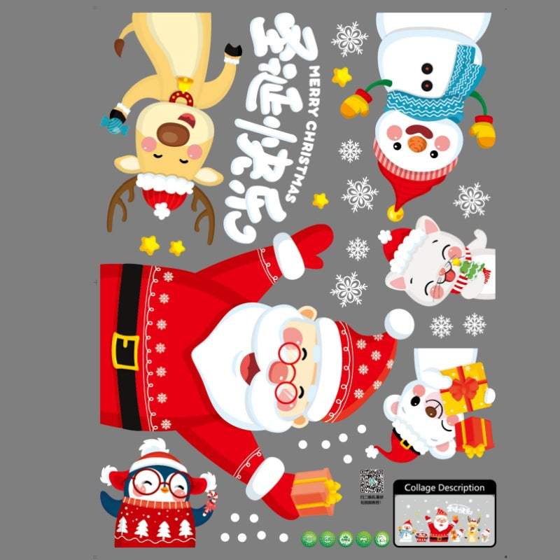 Christmas decoration window stickers glass door stickers happy Christmas party creative window mall layout Christmas stickers
