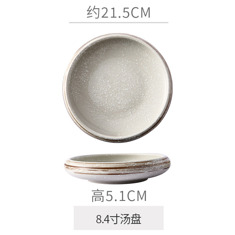 Retro Japanese Style Ceramic Bowl Creative Personality Household Rice Bowl Restaurant Special Snack Bowl Dessert Salad Bowl