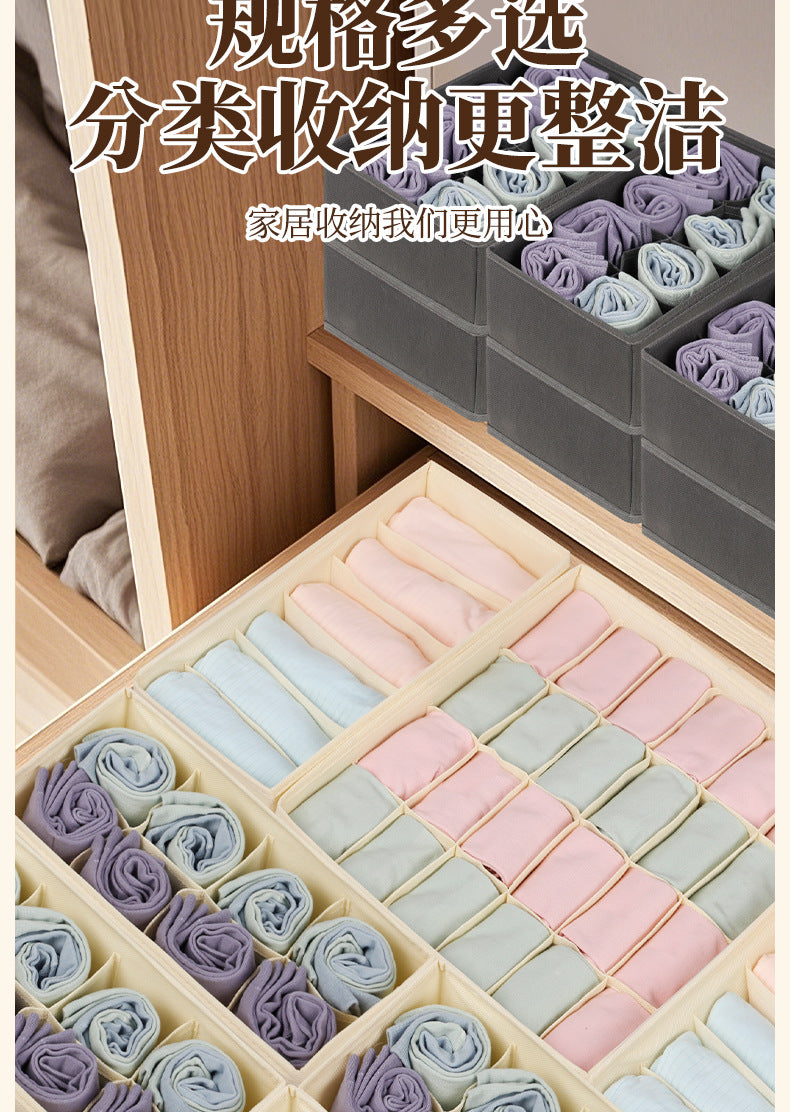 Fabric Underwear Storage Box with Compartments for Home Use, Drawer-Style Storage with Dividers for Organizing Socks