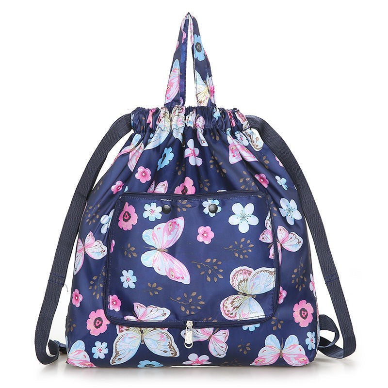 Cross-border New Travel Bag Bundle Mouth Backpack Women's Simple Drawstring Storage Bag Large Capacity Backpack Shopping Bag