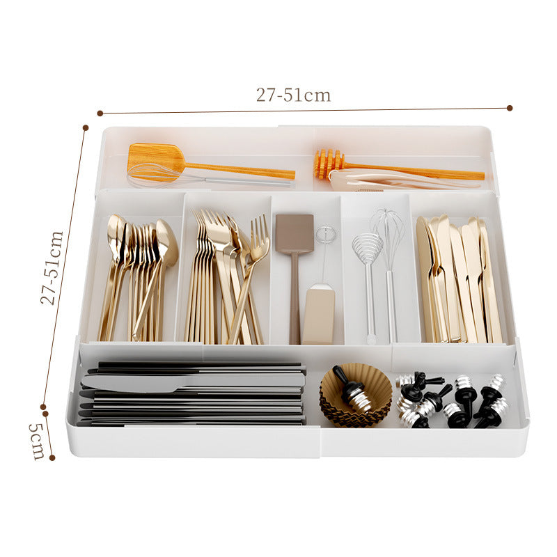 Kitchen Drawer Partition Tableware Storage Box Knife and Fork Chopsticks Storage Rack Kitchenware Storage Household Cabinet Built-in Partition