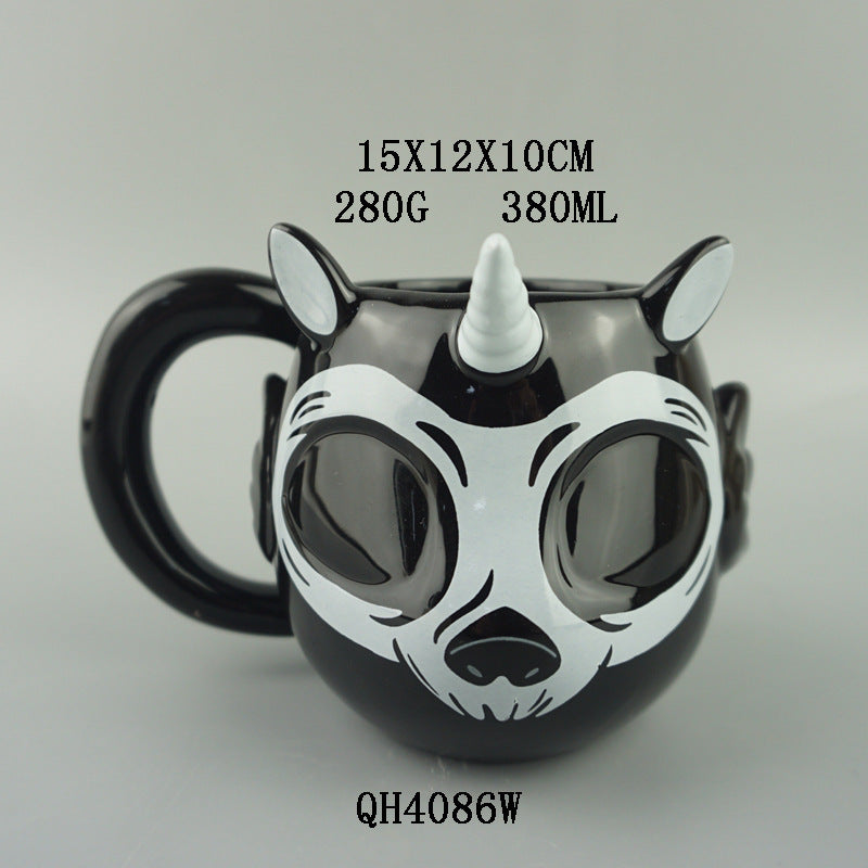 Factory Amazon popular Unicorn ceramic coffee cup funny Halloween cartoon mug student cute gift