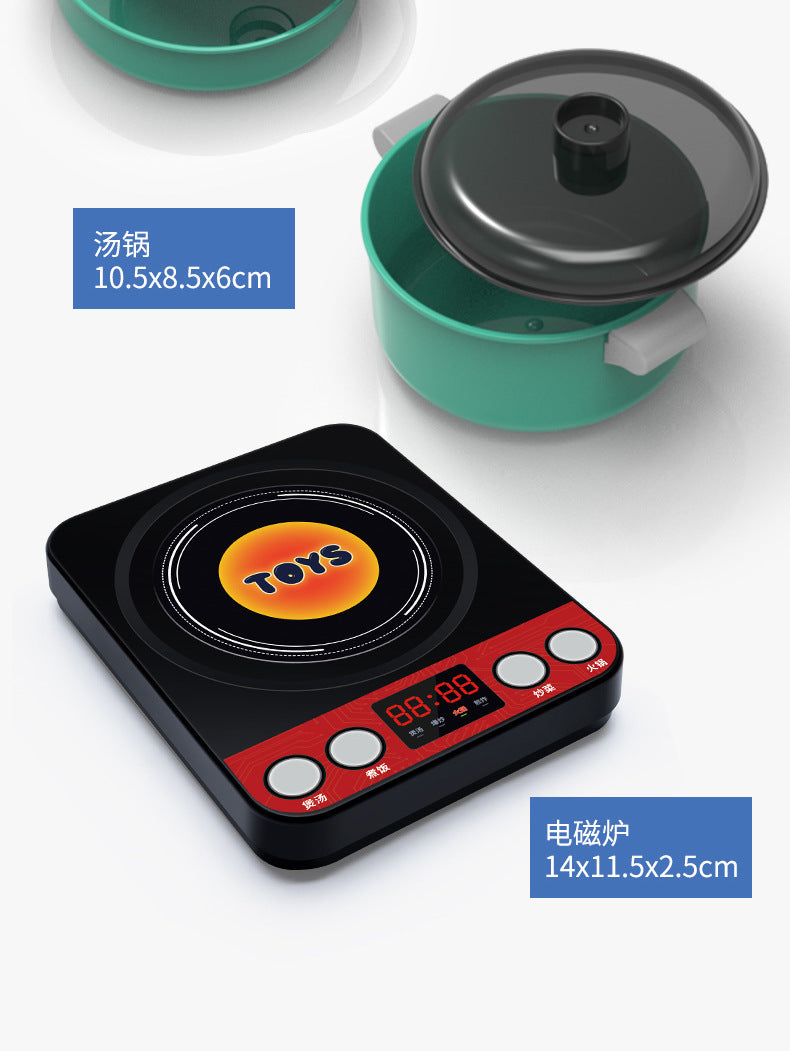 [Cross-border Exclusive] Simulation Kitchenette Cooking Kitchenware suit Fruit Chicing Music Cooking Induction Cooker to play house