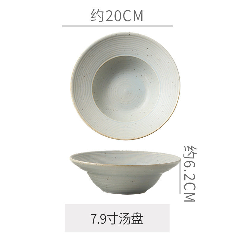 Retro Style Ceramic Kiln Straw Hat Plate Restaurant Hotel Home Threaded Pasta Plate Japanese Fruit Salad Snack Plate