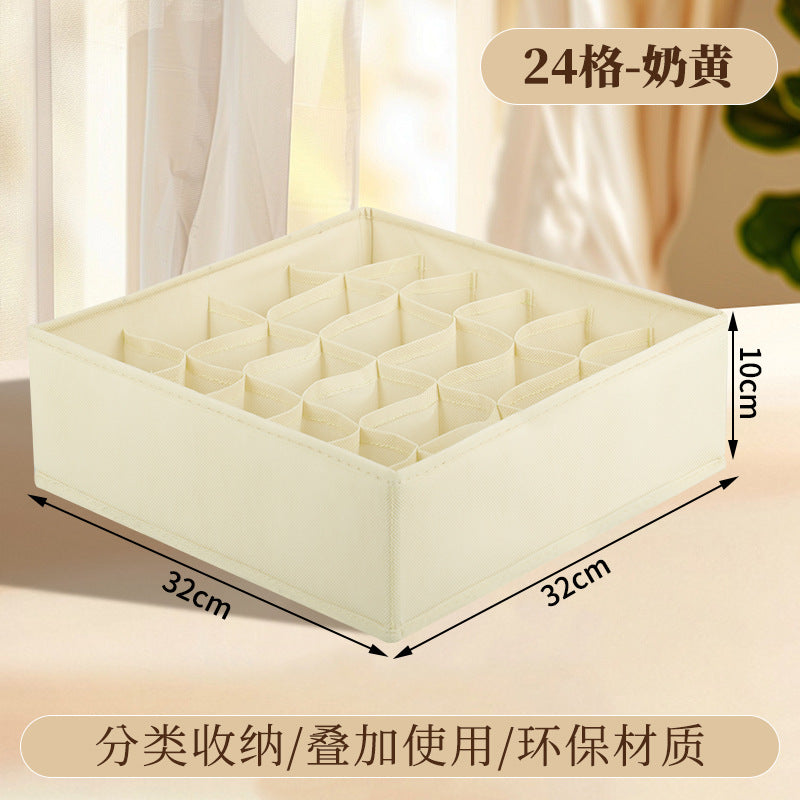 Fabric Underwear Storage Box with Compartments for Home Use, Drawer-Style Storage with Dividers for Organizing Socks