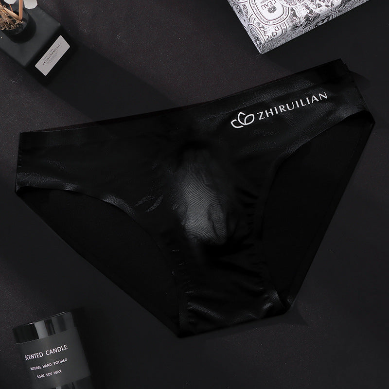 Foreign trade explosions men's briefs breathable comfortable letter sports sexy transparent egg ice silk low waist underwear head