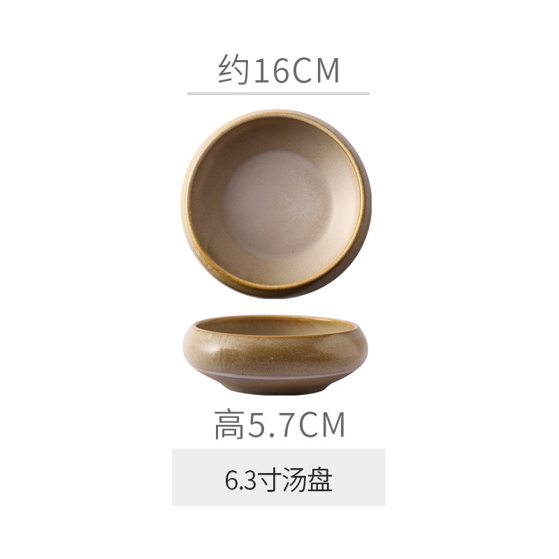 Retro Japanese Style Ceramic Bowl Creative Personality Household Rice Bowl Restaurant Special Snack Bowl Dessert Salad Bowl