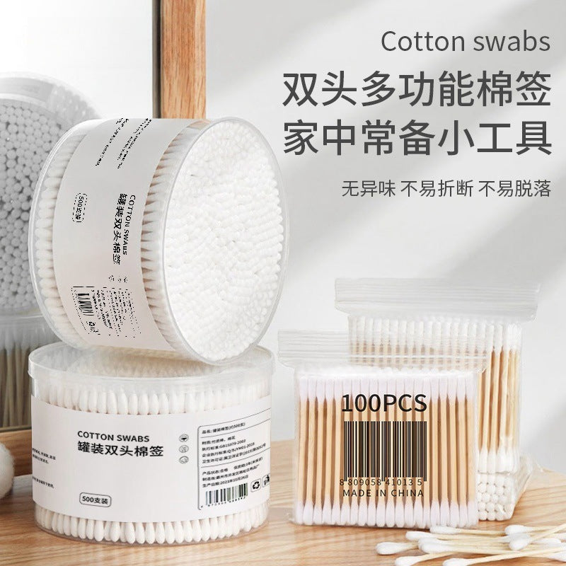 Cotton Swabs Double-Ended Boxed Bagged Disposable Cotton Swabs for Makeup Ear Removal Household Pointed Round Bamboo Swabs Cotton Balls